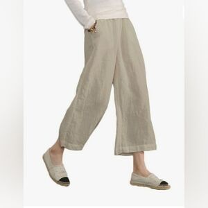 Ecupper Cream Womens Wide-Leg Cropped Pants 3XL